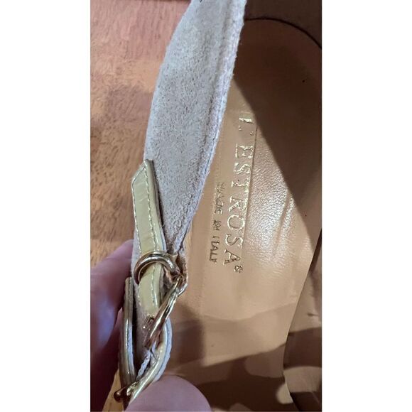 L'ESTROSA TAN SUEDE BUCKLE CLOSING RED BOTTOM SHOES HEEL WOMENS SZ 40 (10) - Picture 6 of 14